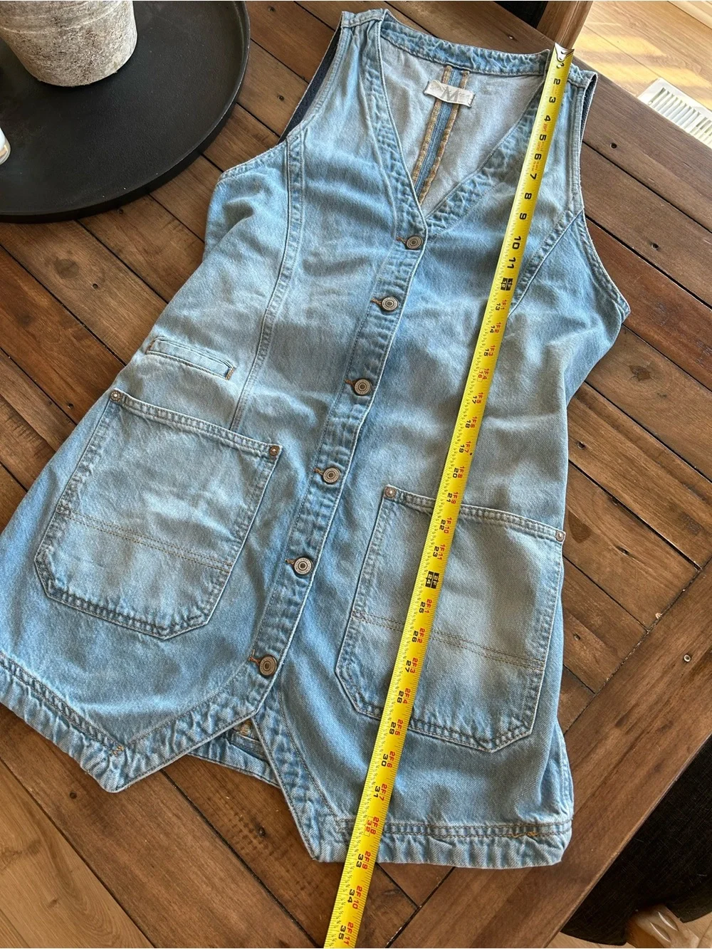 Free People We the Free Out of Office Vest Dress Denim M